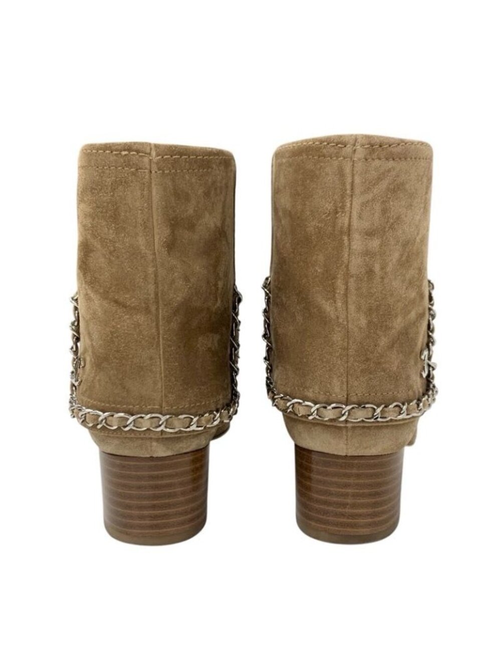 Chanel Boots Short Shoes Suede Beige Silver Coco Mark Chain - Picture 5 of 10
